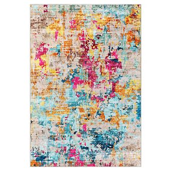 Abstract Blue Area Rug, Velvet Soft Washable Rug for Living Room, Non-Slip Carpet for Bedroom