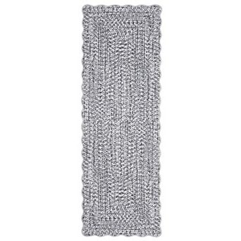 Washable Rug Scalloped Braided Print Rug Non Slip, Farmhouse Indoor Carpet