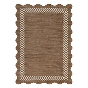 Easy Jute Rug Modern Bordered Indoor Outdoor Non-Slip No Shed Carpet for Patio Backyard