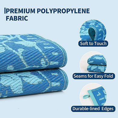 Reversible Waterproof Outdoor Rug, UV Resistant Washable Patio Mat for RV, Camping, Deck