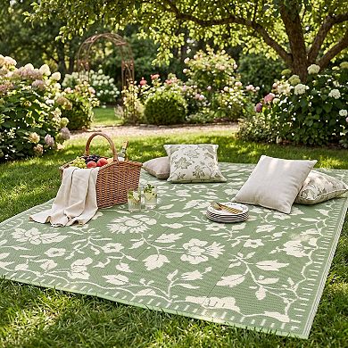 Reversible Waterproof Outdoor Rug, UV Resistant Washable Patio Mat for RV, Camping, Deck