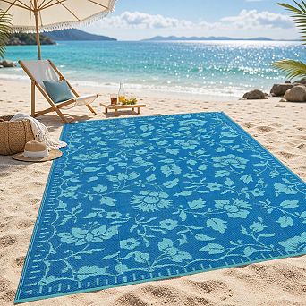 Reversible Waterproof Outdoor Rug, UV Resistant Washable Patio Mat for RV, Camping, Deck