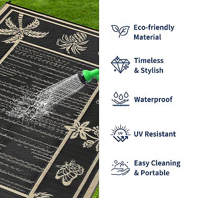 Outdoor Waterproof Rug Reversible, Durable Plastic Straw Mat for Patio, RV, Deck, Camping & Picnic