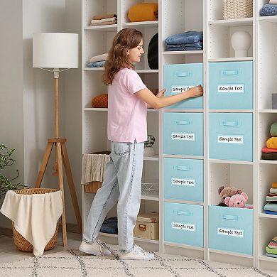 10 Foldable Fabric Storage Cube Bins with Label Cards & Pen for Shelves Closet Organizers