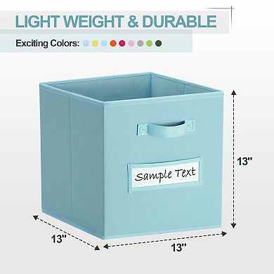 10 Foldable Fabric Storage Cube Bins with Label Cards & Pen for Shelves Closet Organizers
