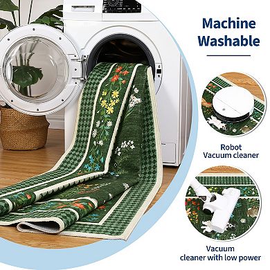 Cute Animal Machine Washable Rug, Non-Slip Low-Pile Carpet with Rubber Backing