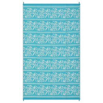 Reversible Waterproof Outdoor Rug, UV Resistant Boho Leaf Patio Mat for Balcony RV Camping Deck