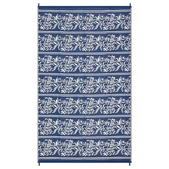 Reversible Waterproof Outdoor Rug, UV Resistant Boho Leaf Patio Mat for Balcony RV Camping Deck