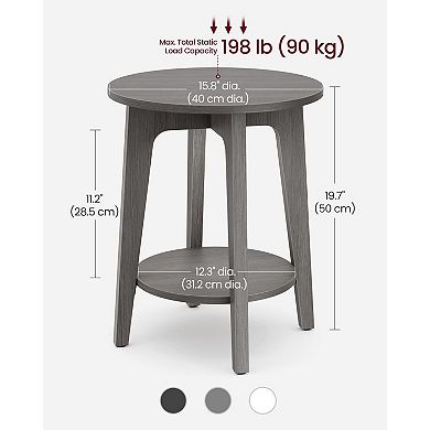 2-Tier Small Round End Table Mid-Century Modern Storage Sturdy Space-Saving