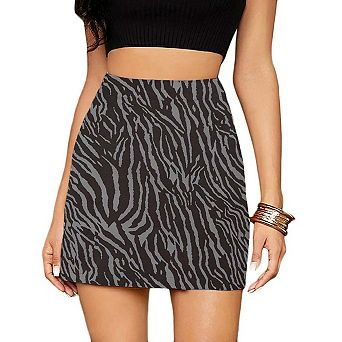 Seoria High Waist Zebra Print Bodycon Mini Skirt For Women
