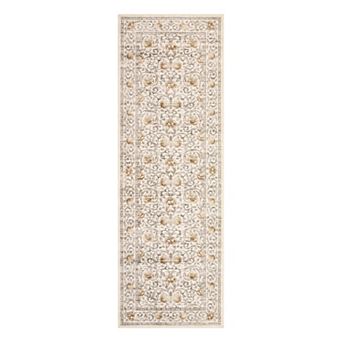 Washable Vintage Floral Print Bedroom Rugs, Low Pile Retro Accent Stain Resistant Dining Room Rug