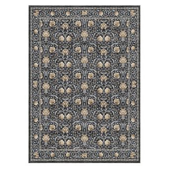 Washable Vintage Floral Print Bedroom Rugs, Low Pile Retro Accent Stain Resistant Dining Room Rug