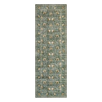 Washable Vintage Floral Print Bedroom Rugs, Low Pile Retro Accent Stain Resistant Dining Room Rug