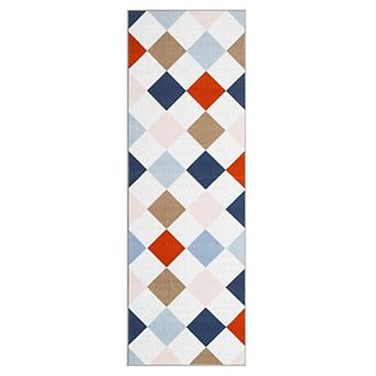 Soft Non-Slip Checkered Area Rug Modern Geometric Plaid Carpet Machine Washable, Low Pile