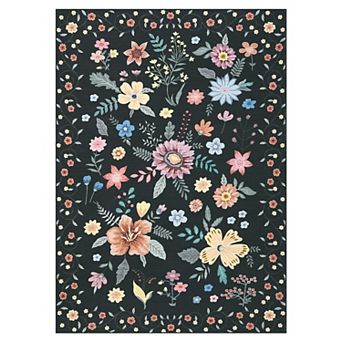 Area Rugs for Living Room Floral Kitchen Rug, Machine Washable Boho Flower Carpet
