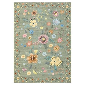 Area Rugs for Living Room Floral Kitchen Rug, Machine Washable Boho Flower Carpet