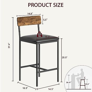 Set of 4 Modern Counter Height Dining Chairs 25.5" Upholstered Bar Stools