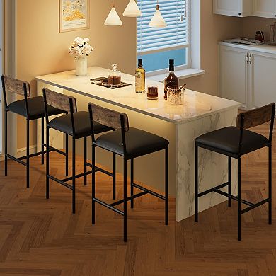 Set of 4 Modern Counter Height Dining Chairs 25.5" Upholstered Bar Stools