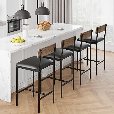 Set of 4 Modern Counter Height Dining Chairs 25.5" Upholstered Bar Stools