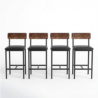 Set of 4 Modern Counter Height Dining Chairs 25.5" Upholstered Bar Stools