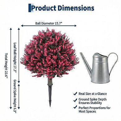 Artificial Eucalyptus Topiary Ball Trees Set of 2, 24" UV Resistant Faux Boxwood Plants