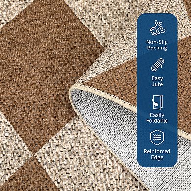 Fashionwu Checkered Modern Rug Non Slip Durable Carpet Thin Pet Friendly Mat for Farmhouse Decor