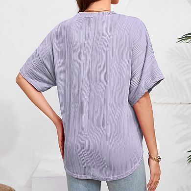 Casual Loose Maternity Short Sleeve T-Shirt, Solid Color Round Neck Comfort Oversized Maternity Top