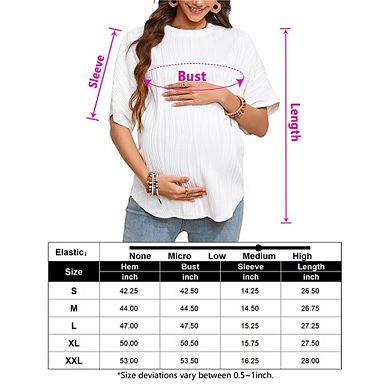 Casual Loose Maternity Short Sleeve T-Shirt, Solid Color Round Neck Comfort Oversized Maternity Top