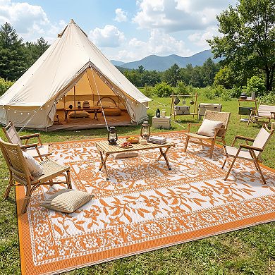 Waterproof Reversible Outdoor Rug, Foldable Plastic Straw Carpet for Patio Camping RV Deck Balcony