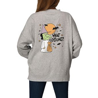 Women's Peanuts Lucy "What Costume?" Oversized Fleece Crew Sweatshirt