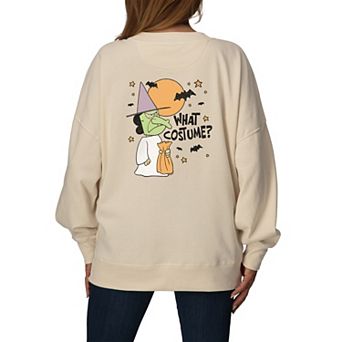 Women's Peanuts Lucy "What Costume?" Oversized Fleece Crew Sweatshirt