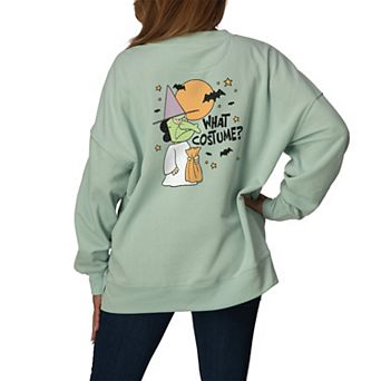 Women's Peanuts Lucy "What Costume?" Oversized Fleece Crew Sweatshirt
