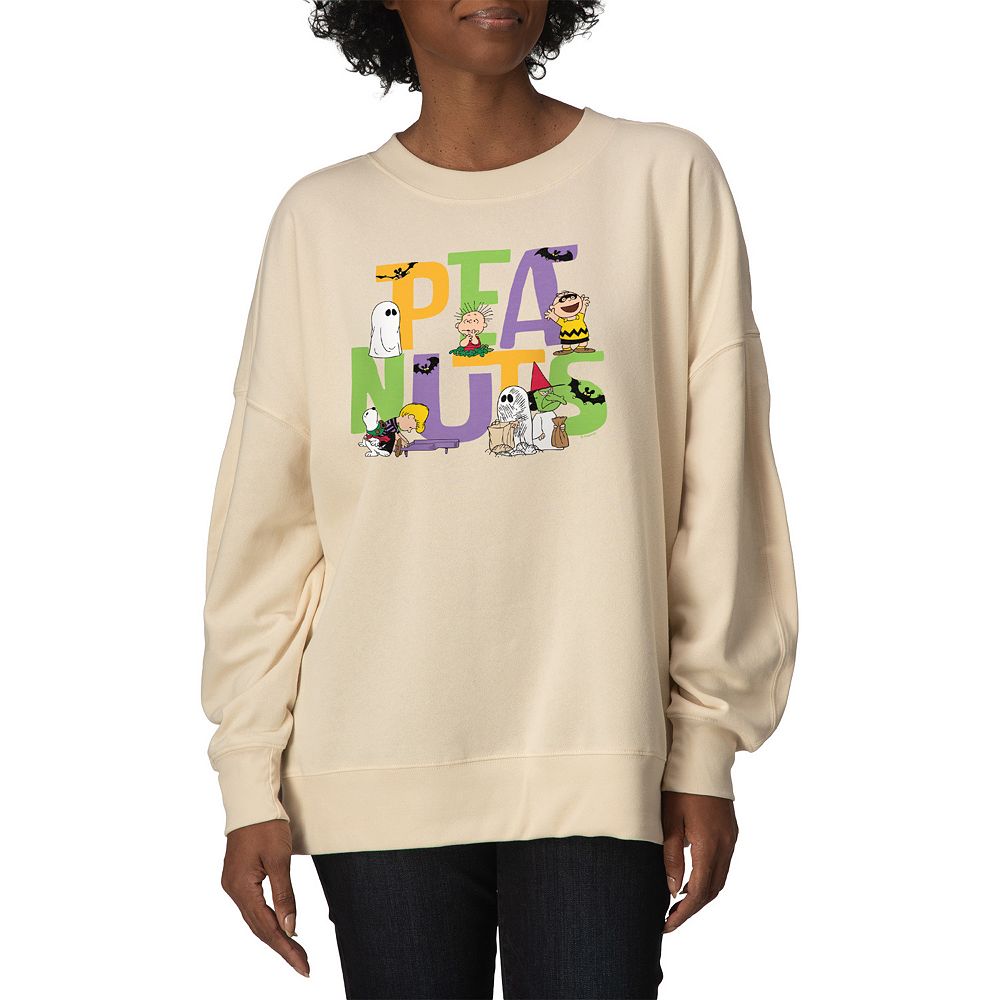 Women's Peanuts Snoopy & Friends Halloween Oversized Fleece Crew