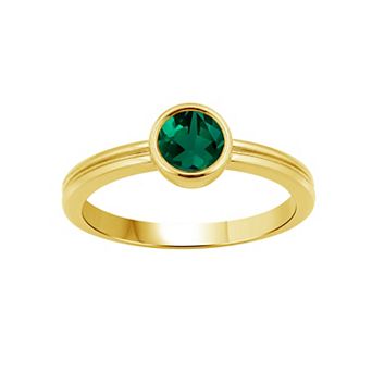 Jewelexcess 14k Gold over Sterling Silver Gemstone Bezel-Set Ring