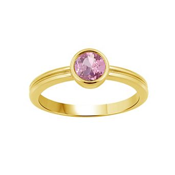 Jewelexcess 14k Gold over Sterling Silver Gemstone Bezel-Set Ring