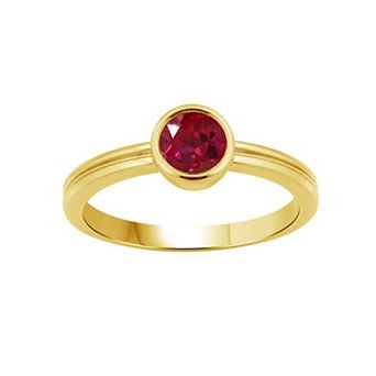 Jewelexcess 14k Gold over Sterling Silver Gemstone Bezel-Set Ring