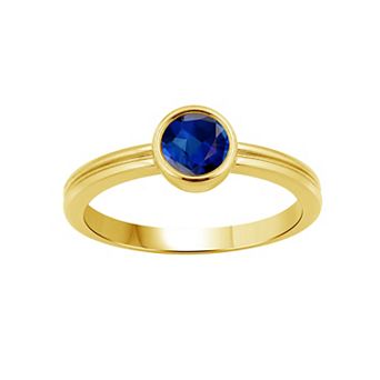 Jewelexcess 14k Gold over Sterling Silver Gemstone Bezel-Set Ring