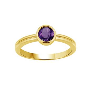 Jewelexcess 14k Gold over Sterling Silver Gemstone Bezel-Set Ring