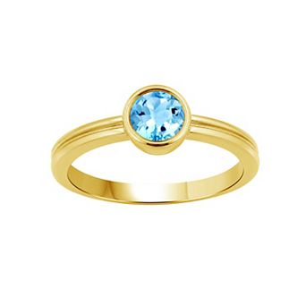Jewelexcess 14k Gold over Sterling Silver Gemstone Bezel-Set Ring