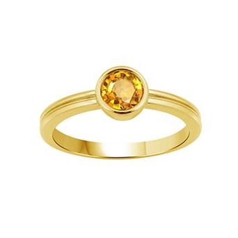 Jewelexcess 14k Gold over Sterling Silver Gemstone Bezel-Set Ring