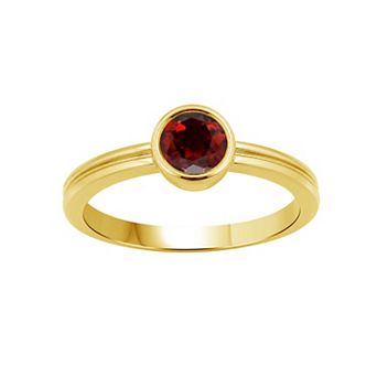 Jewelexcess 14k Gold over Sterling Silver Gemstone Bezel-Set Ring