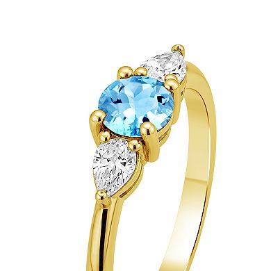 Jewelexcess Sterling Silver Lab-Created White Sapphire & Gemstone Ring