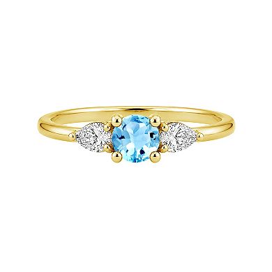 Jewelexcess Sterling Silver Lab-Created White Sapphire & Gemstone Ring