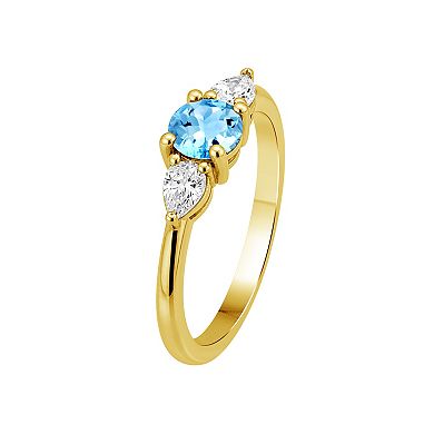 Jewelexcess Sterling Silver Lab-Created White Sapphire & Gemstone Ring
