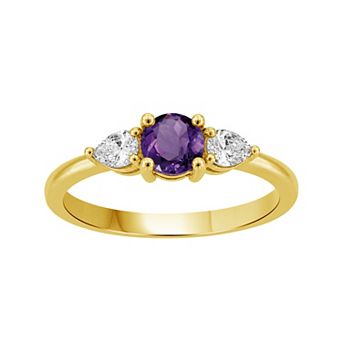 Jewelexcess Sterling Silver Lab-Created White Sapphire & Gemstone Ring
