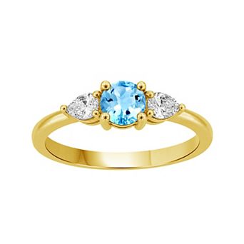 Jewelexcess Sterling Silver Lab-Created White Sapphire & Gemstone Ring
