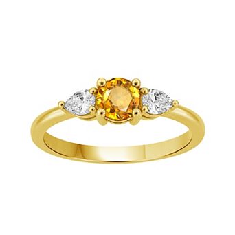 Jewelexcess Sterling Silver Lab-Created White Sapphire & Gemstone Ring