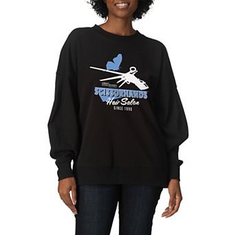Women's Edward Scissorhands Hair Salon Oversized Fleece Crew Sweatshirt