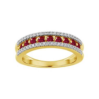 Jewelexcess 14k Gold over Sterling Silver Multi-Gemstone Band Ring