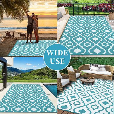 Weather-Resistant Patio Rug Outdoor Area Rug Waterproof Deck Mat Reversible & Lightweight